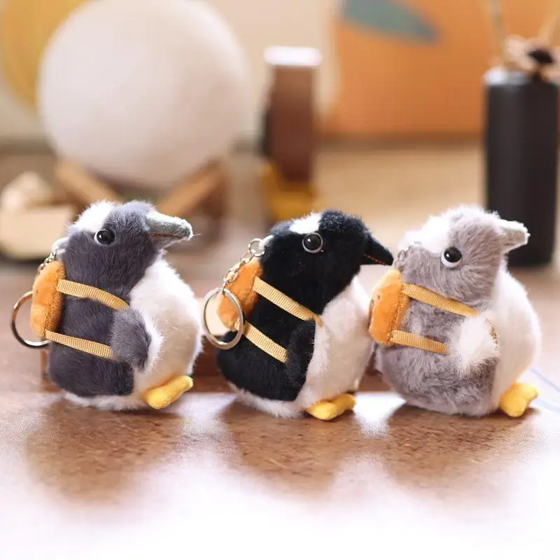 أكياس Kawaii البطريق الصغير أفخم المفاتيح الكرتون محشوة دمية كيرينغ حقيبة قلادة على ظهره معلقة الديكور هدايا عيد الميلاد