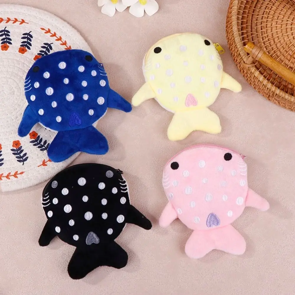 Cartoon Shark Whale Shark Coin Purse Animal Bag Pendant Shark Plush Wallet Creative Fashion Plush Coin Bag Earphone