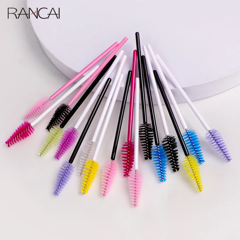 RANCAI Disposable Eyelashes Eyebrow Brush Comb 25 Pcs Eye Lashes Extension Mascara Wands Makeup Professional Make Up Beauty Tool