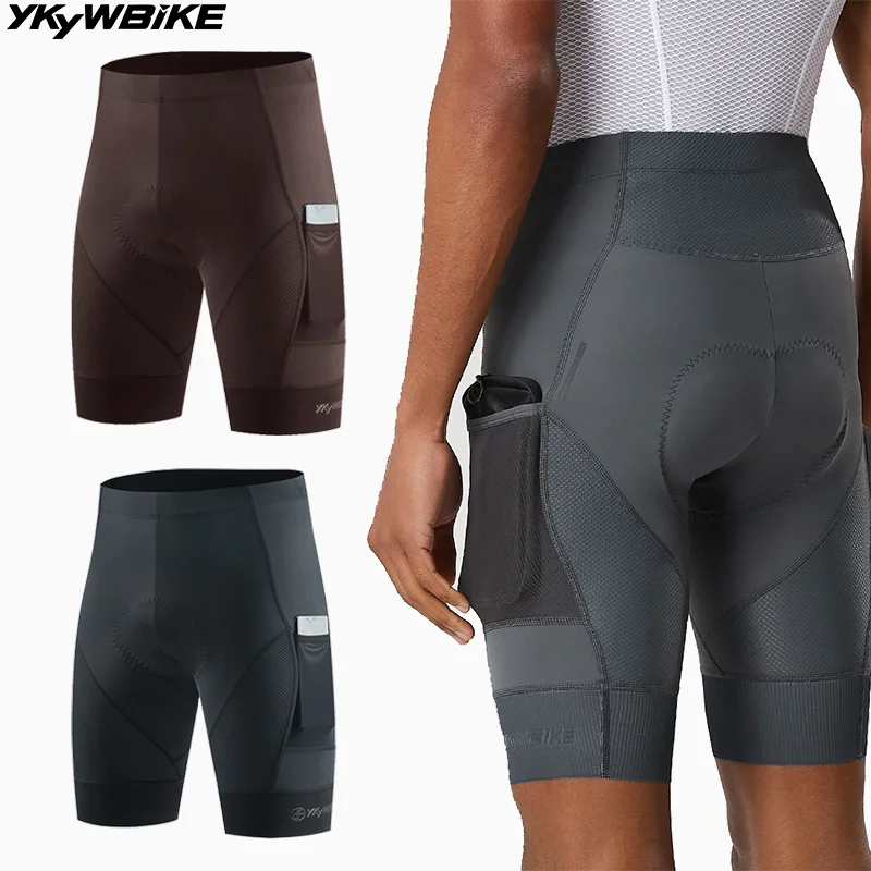 

YKYW мужские летние велосипедные шорты с подкладкой и двумя карманами, удобные брюки для шоссейного велосипеда, MTB, колготки с 3D подкладкой, облегающие