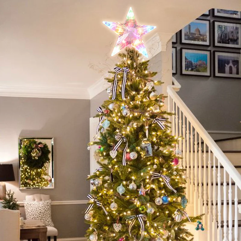 

Christmas Tree LED Luminous Star Light Tree Top Pentagram Home Garden Christmas Party Holiday Decoration Supplies DIY Decoration