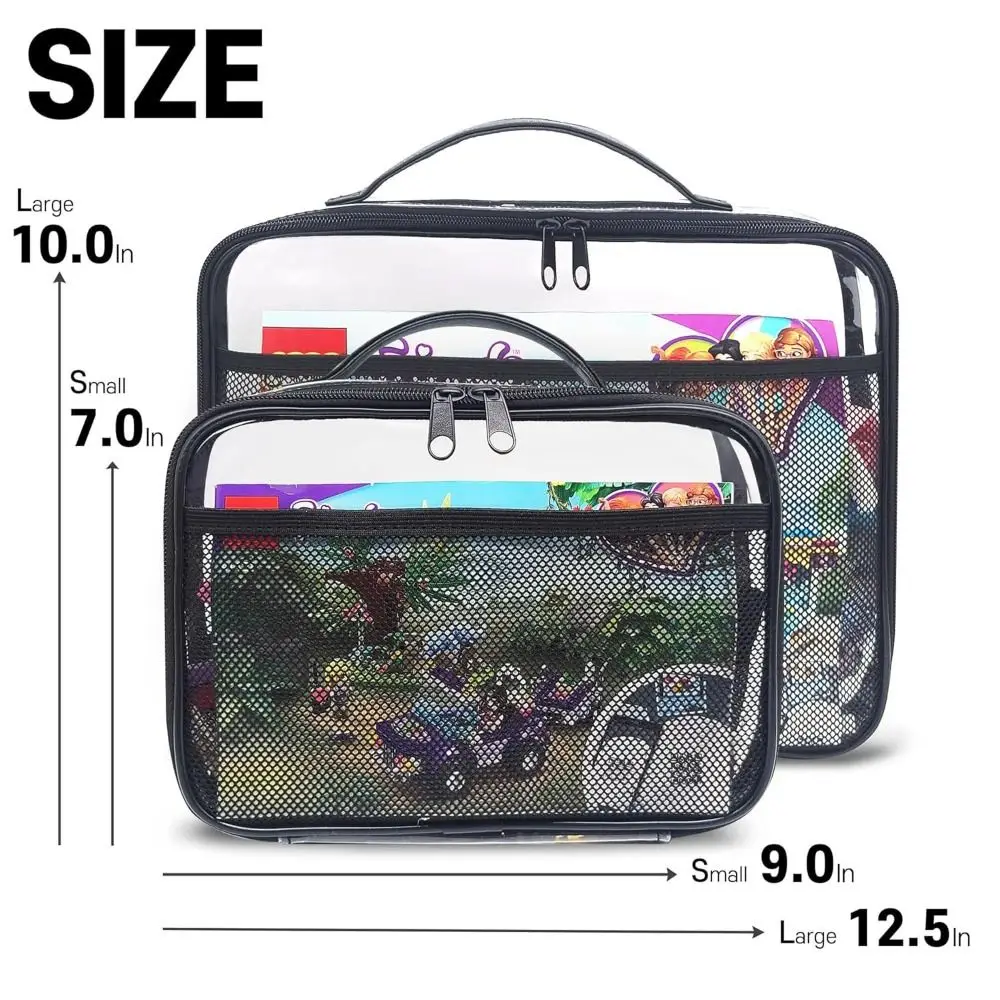 Large Capacity PVC Transparent Mesh Storage Bag Zipper Bag Waterproof Makeup Storage Bag Casual Portable Toy Packaging Bag