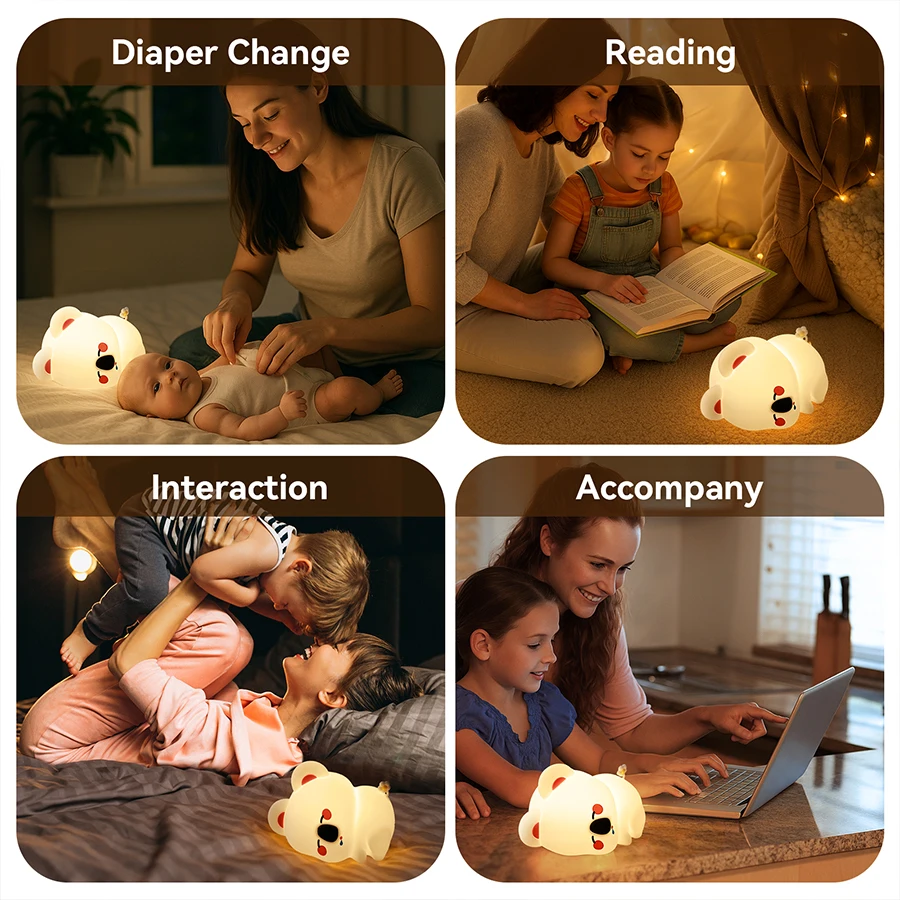 LDE かわいい動物コアラシリコーンナイトライト充電式タッチベッドサイド常夜灯タイミング子供の誕生日ギフト寝室の装飾