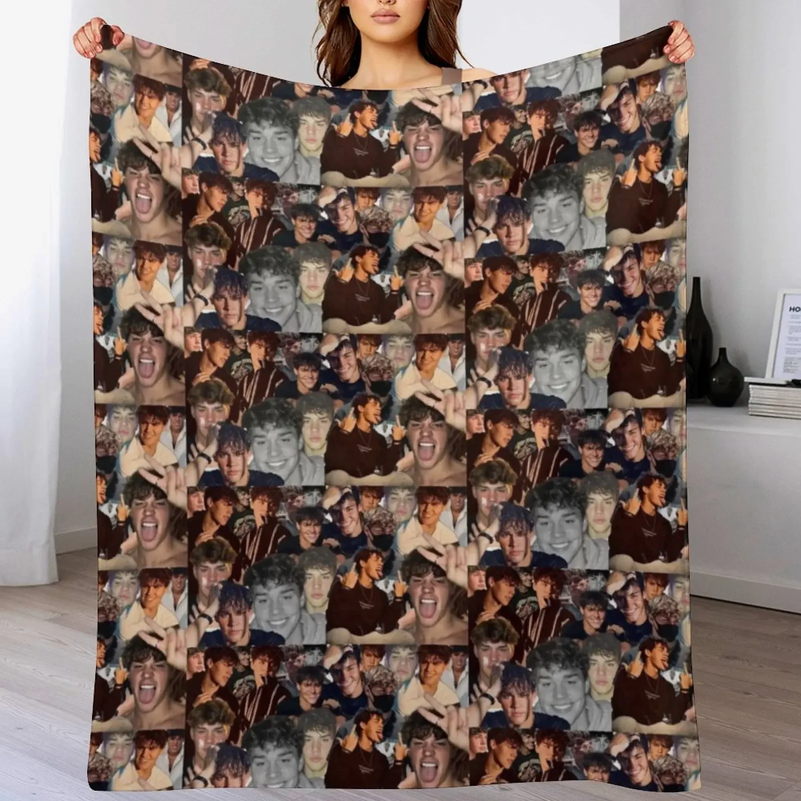 

Noah Beck Collage Throw Blanket Luxury Designer Thermal Flannel heavy to sleep Blankets