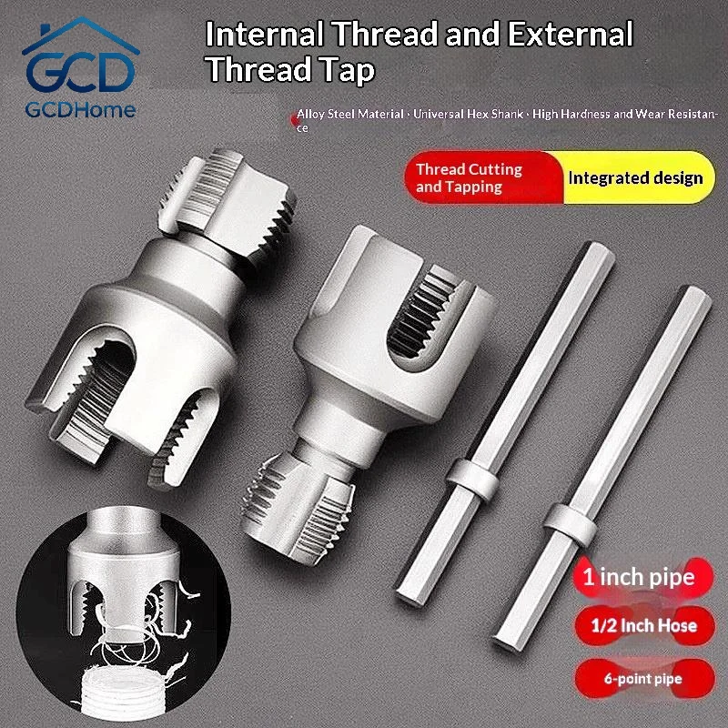 4PCS Integrated Internal External PVC Pipe Threader Set Durable Threading Tool for Electrician Plumber Daily Use