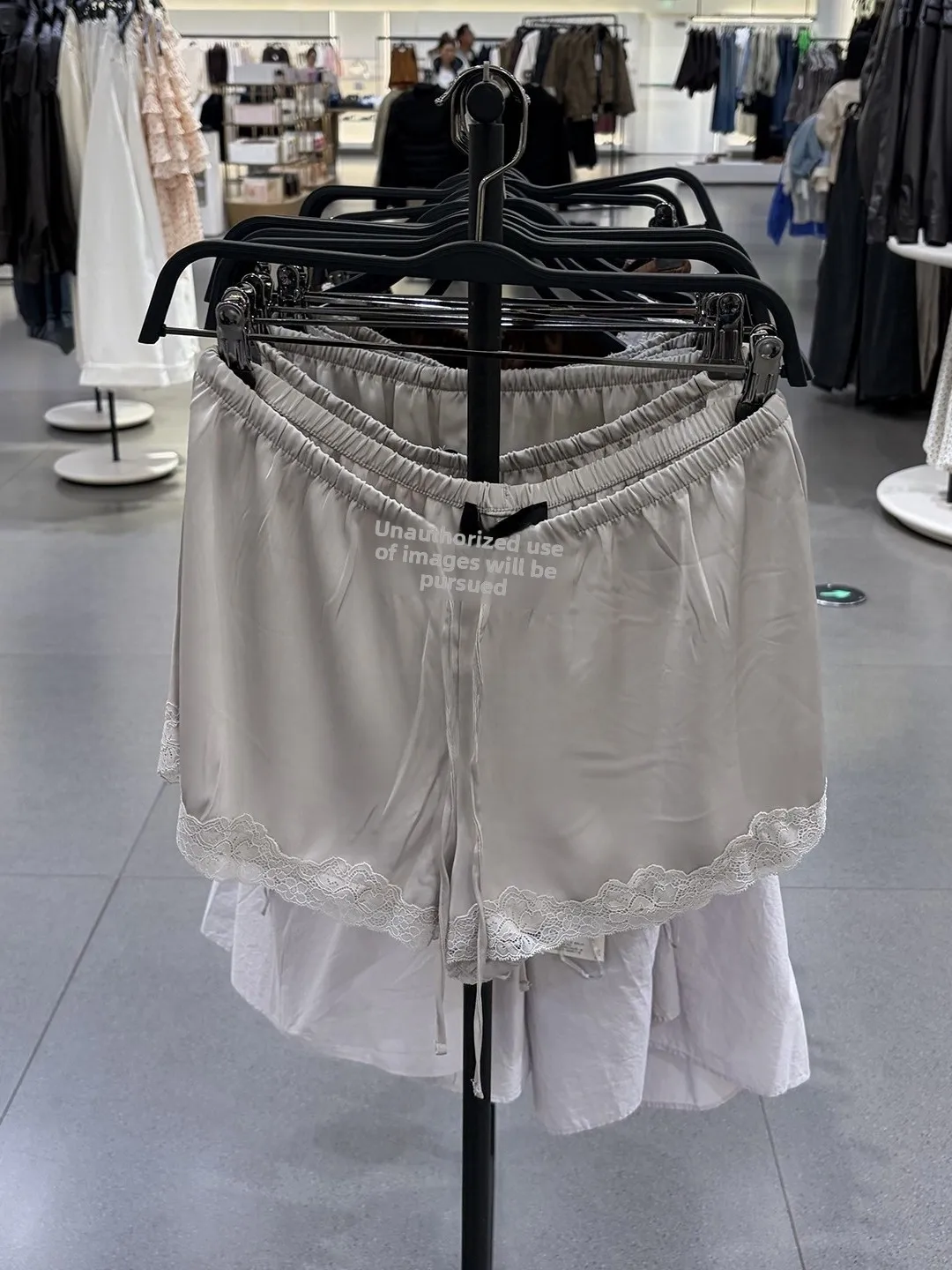 

Spring 2026 New Arrival Women's Fashionable Lace Decorated Silk Satin Short Pants Straight Leg Natural Waist Other Material