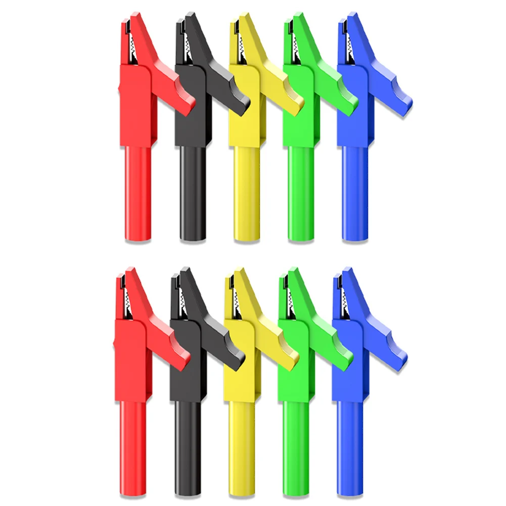 

10PC Insulated Crocodile Clip To Banana Female Hole Copper Crocodile Clamps CATII 300V/Max.15A 4mm Banana Female Multi-meter