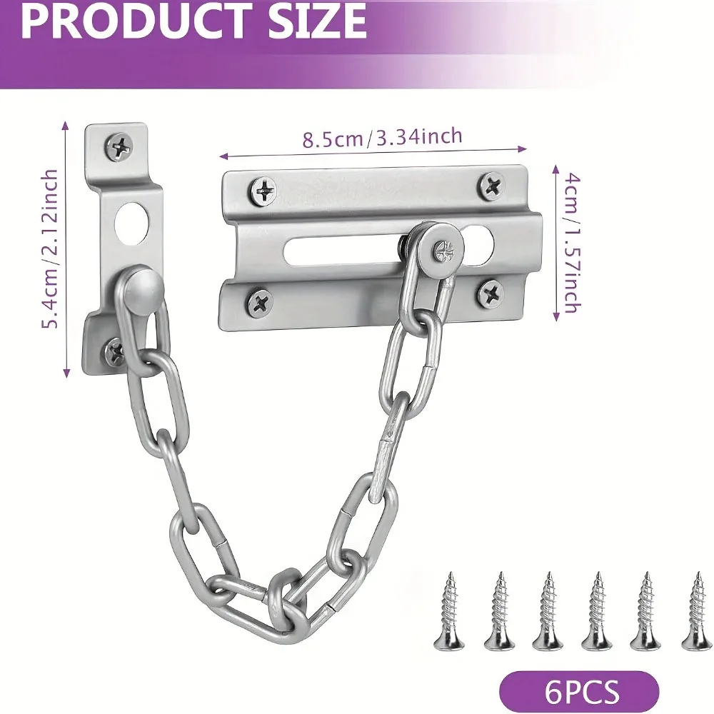 1 Set Premium Stainless Steel Door Chain Lock with Nickel Coating - Peace of Mind Security Lock for Your Home Protection