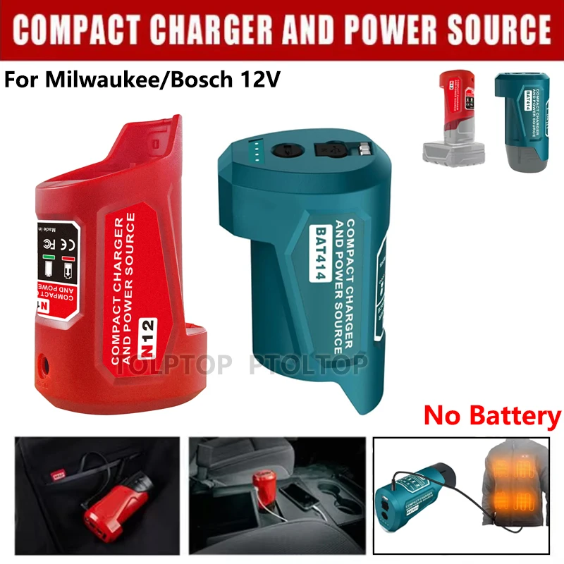 NEW Adapter Li-ion Battery Charger Converter for Milwaukee/Bosch  12V 10.8V Lithium Battery USB Device Mobile phone Power Supply