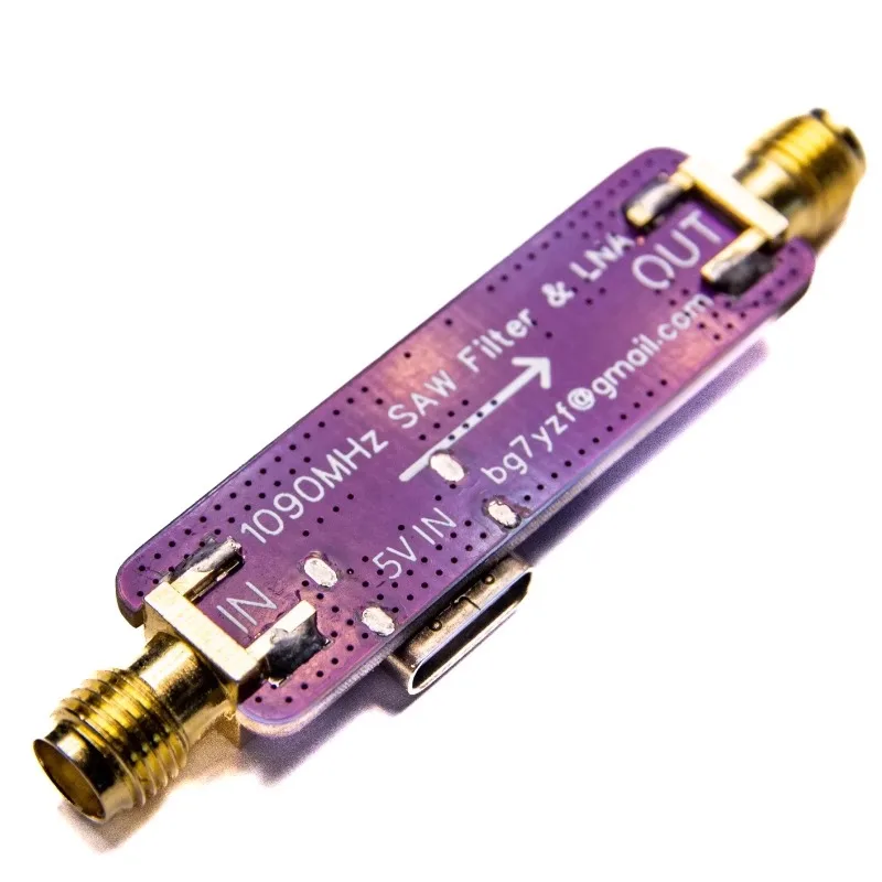 

1090MHz 1.09GHz ADS-B Active SAW Filter &LNA 5V Power Supply