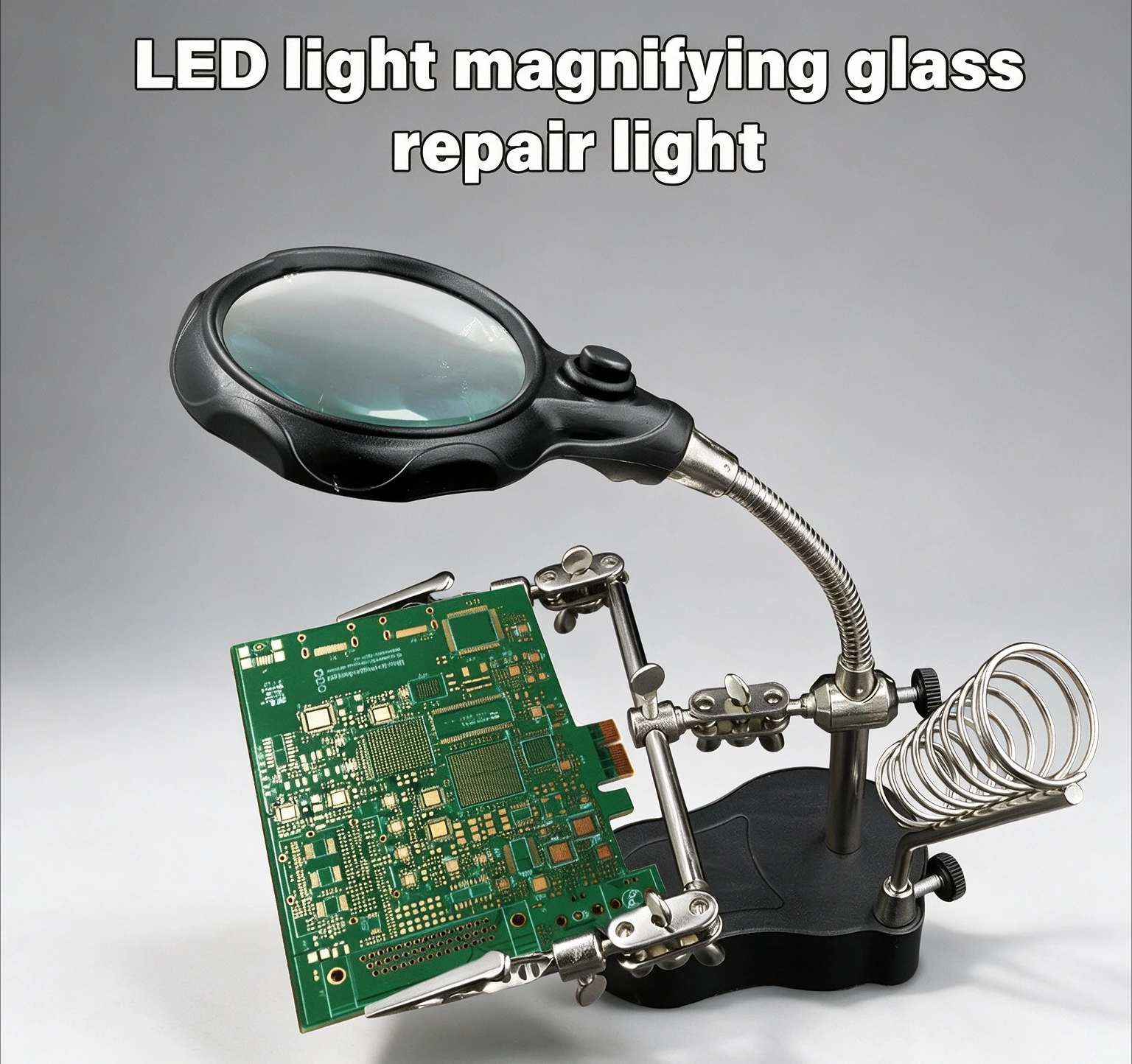 Third Hand Soldering Repair Tool with Desktop Magnifier Welding Magnifying Glass and Soldering Iron Station Stand Clip Clamp