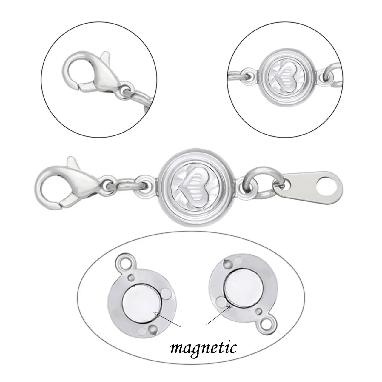 10 Set Grosir Konektor Magnetik Fashion untuk Liontin, Penutup Ujung, untuk Pembuatan Perhiasan Gelang Kalung DIY