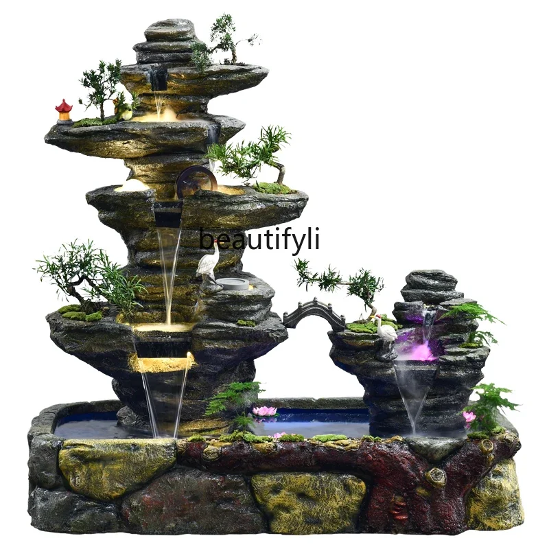 Rockery fountain flowing water fish pond landscape bonsai living room balcony office outdoor landscape ornament