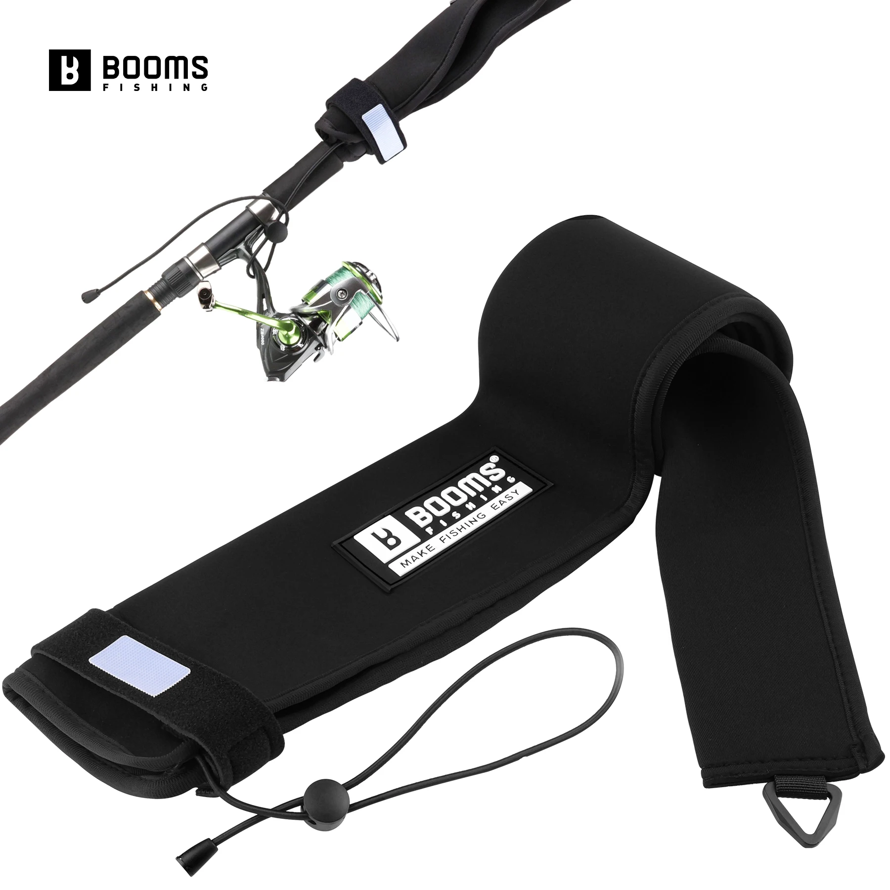 

Booms Fishing RS9 Spinning Fishing Rod Socks Adjustable Lanyard Fishing Pole Sleeve Built-in Hanging Loop Fishing Gear Tools