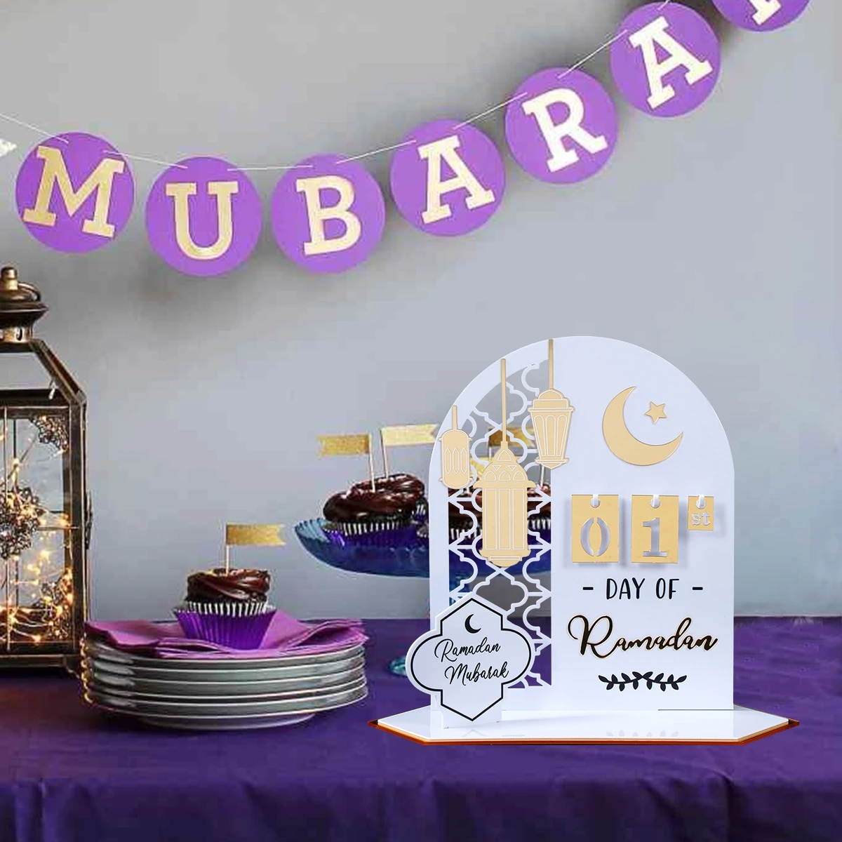 Ramadan Countdown Calendar Acrylic Eid Mubarak Ornament Kareem Ramadan Decoration 2025 For Home Islamic Muslim Party Decor Gifts