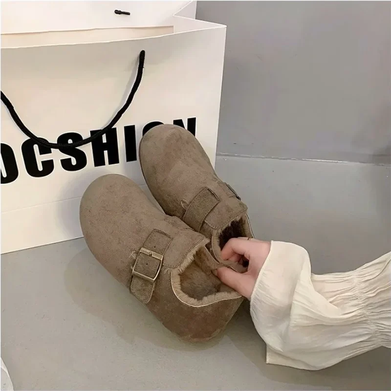 Simple Versatile Womens Casual Shoe French Retro Women's Shoes Autumn Winter New Item Cotton Shoes Thick Sole Women Winter Boots