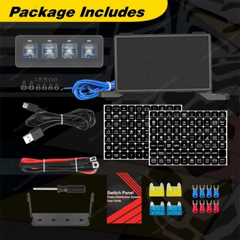 For 12V 24v Universal Accessories Battery Powered 4 Set On/Off Light Emitting Diode Car Light Wireless Switch Panel