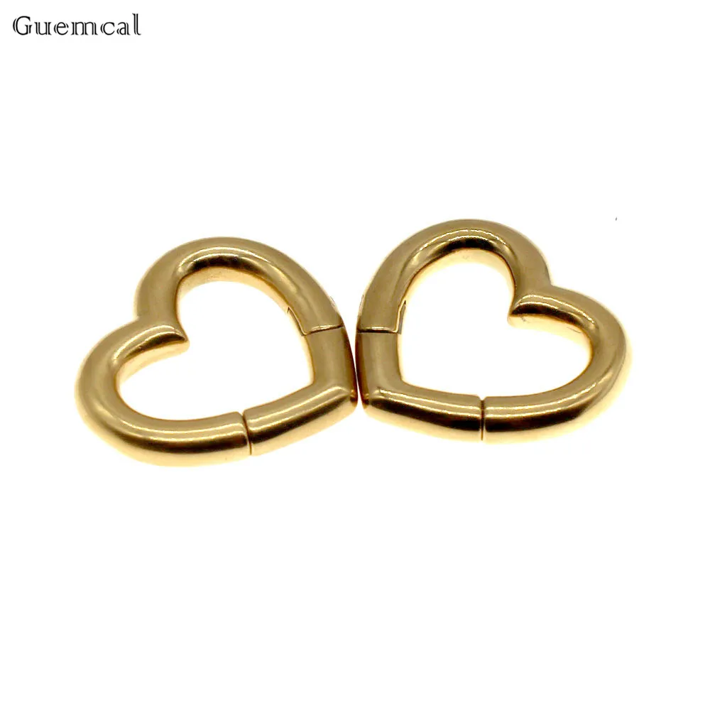 Guemcal 1 Pair Heart Ear Flesh Tunnel Expander Gauge Stainless Steel Ear Plugs Expander Stretcher Tunnel Plugs Piercing Jewelry