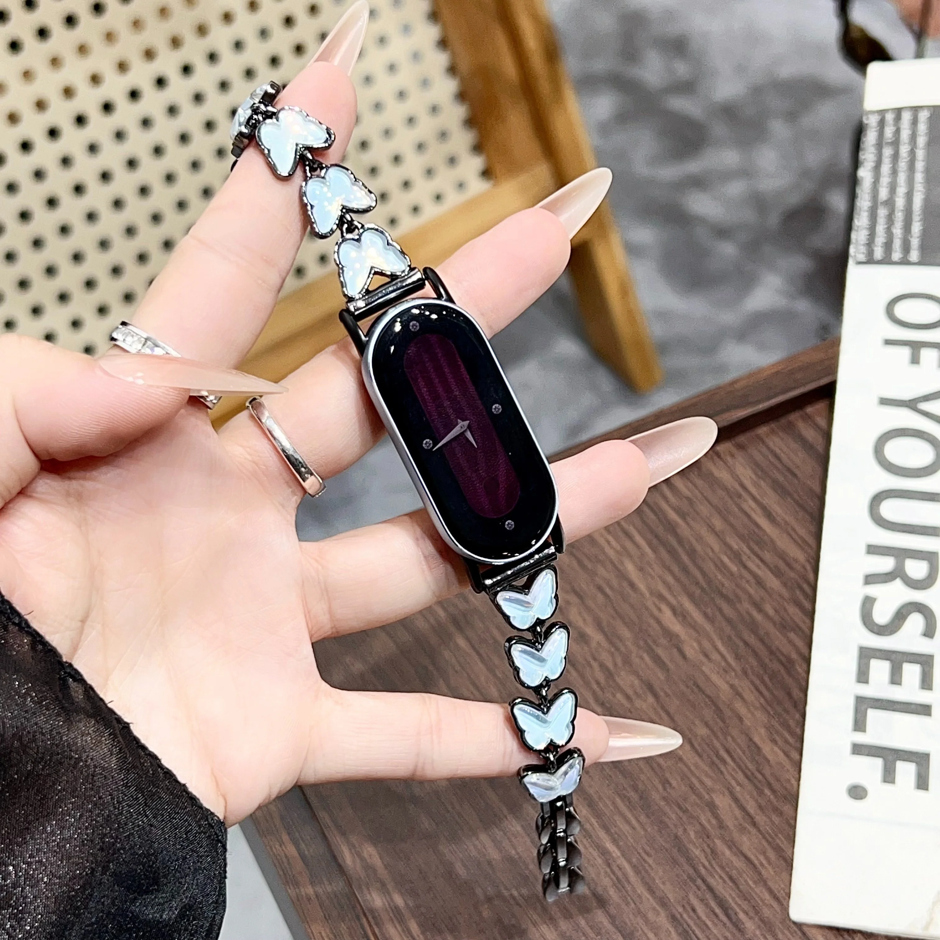 

Butterfly Metal Band Compatible with Xiaomi Band 8 Pro/9 Pro, for Mi Band 3/4/5/6/7, 8/8 NFC/9/9 NFC/10/10 NFC, and Redmi Watch