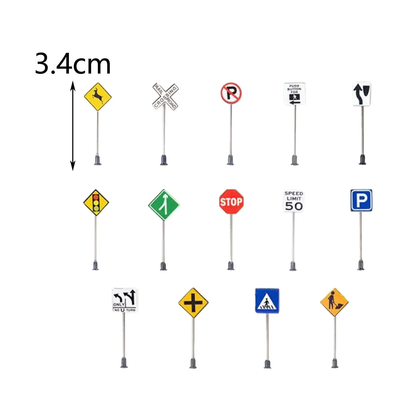 Handcrafted 14pcs 1:8 Signs DIY Micro Landscape Road Signs Train Freeway Layout Building Model Decor Table Accessory