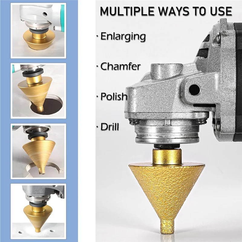 

【B07R】Алмазная насадка для снятия фаски (38 мм), конусная резьба M10 для увеличения отверстий, обрезка мраморного фарфора