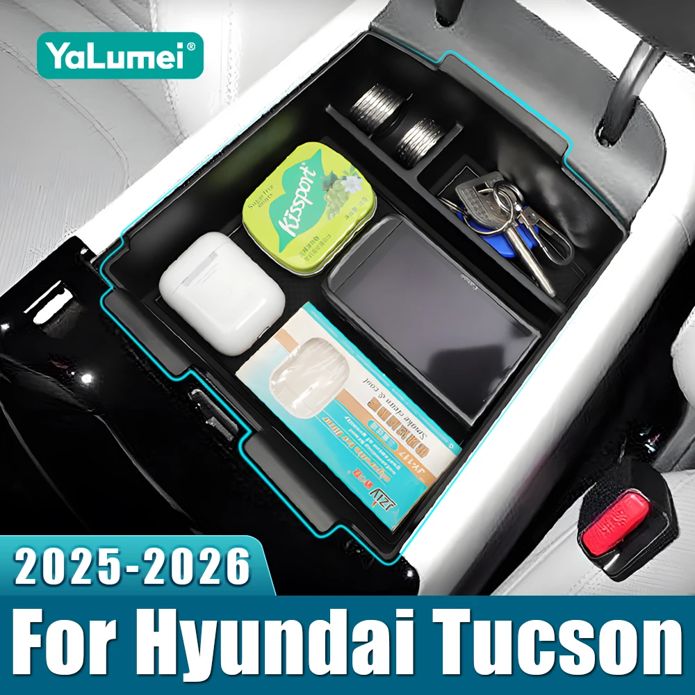 

For Hyundai Tucson 2025 2026 ABS Car Central Armrest Storage Box Central Control Container Tray (Only For Electronic Shift)