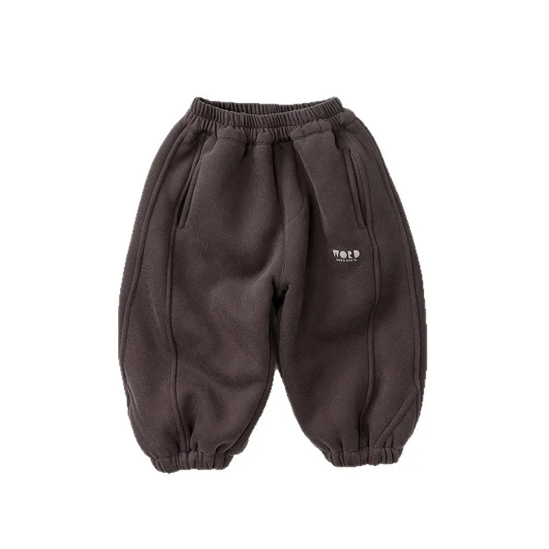 2025 شتاء جديد الأطفال الصوف السراويل الدافئة موضة بنين زائد المخملية سميكة سراويل تقليدية الاطفال الفتيات Sweatpants ملابس الطفل