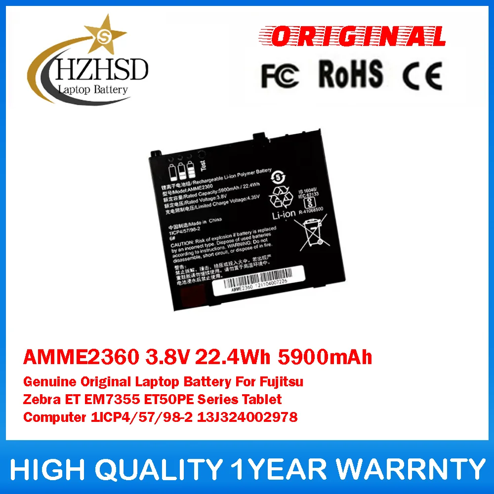 

AMME2360 3,8 В 22,4 Втч 5900 мАч Оригинальный аккумулятор для ноутбука Fujitsu Zebra ET EM7355 ET50PE Series Computer 1ICP4/57/98-2