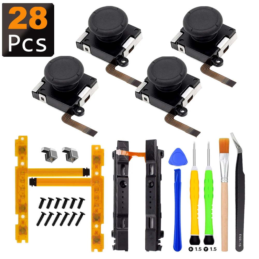 28 in 1 NS Joycon Joystick Replacement Repair Kit Left & Right Slider Metal Buckles For Nintend Switch Lite/Oled Accessories