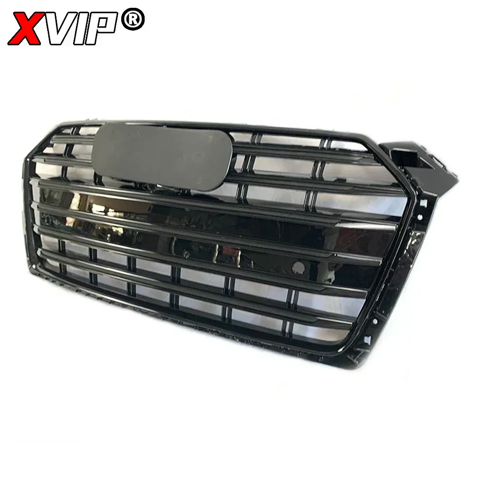 شبكة مصد سوداء لامعة XVIP مع حلقة كروم ، جزء بديل للشبكات العلوية لأودي A5 S5 F5 17-19 #3