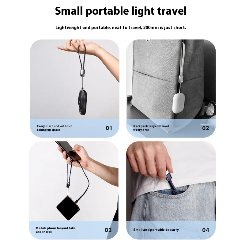 Hanging Rope Portable 65W 3A Fast Charging Cable suitable for Oneplus, ,Xiaomi,Huawei, iPhone 15 16,Dual Type C Charging cable