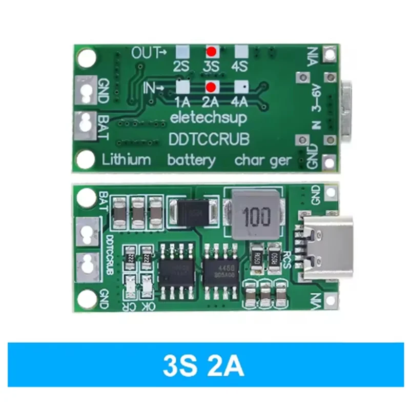 ABGI-5PCS 3S 2A Type-C Step-Up Boost Lipo Polymer Li- شاحن بطارية ليثيوم 18650
