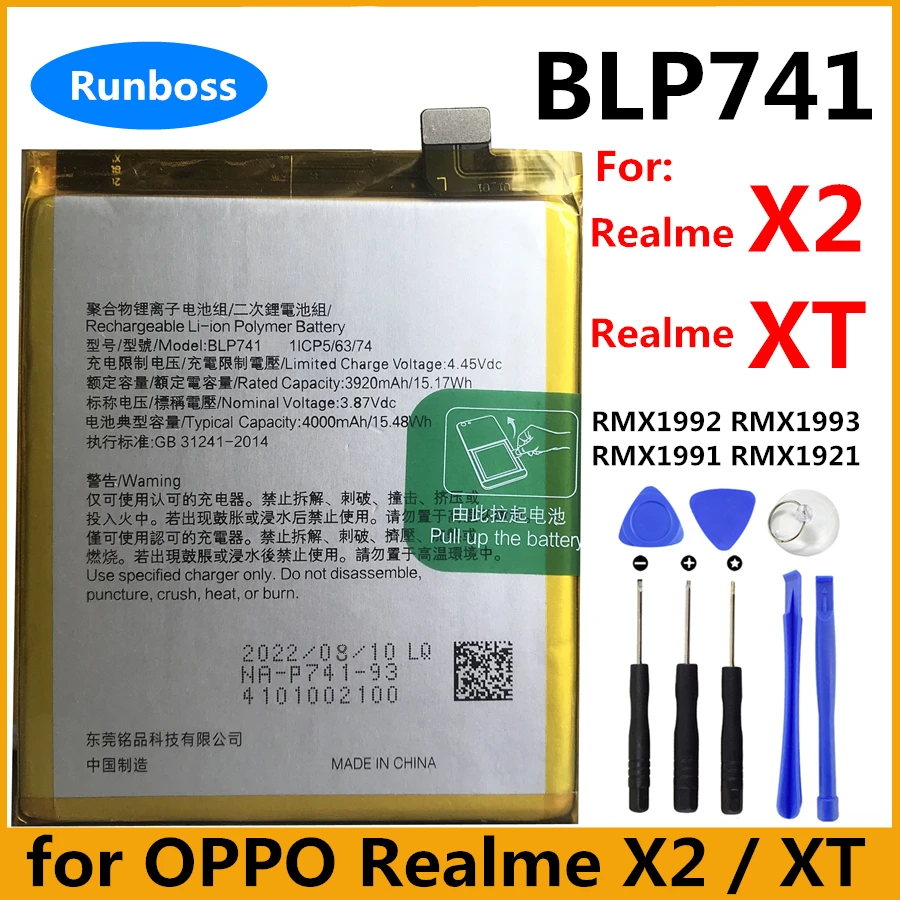 Original New 4000mAh BLP741 Battery for OPPO Realme X2 / Realme XT RMX1992 RMX1993 RMX1991 RMX1921 Mobile Phone