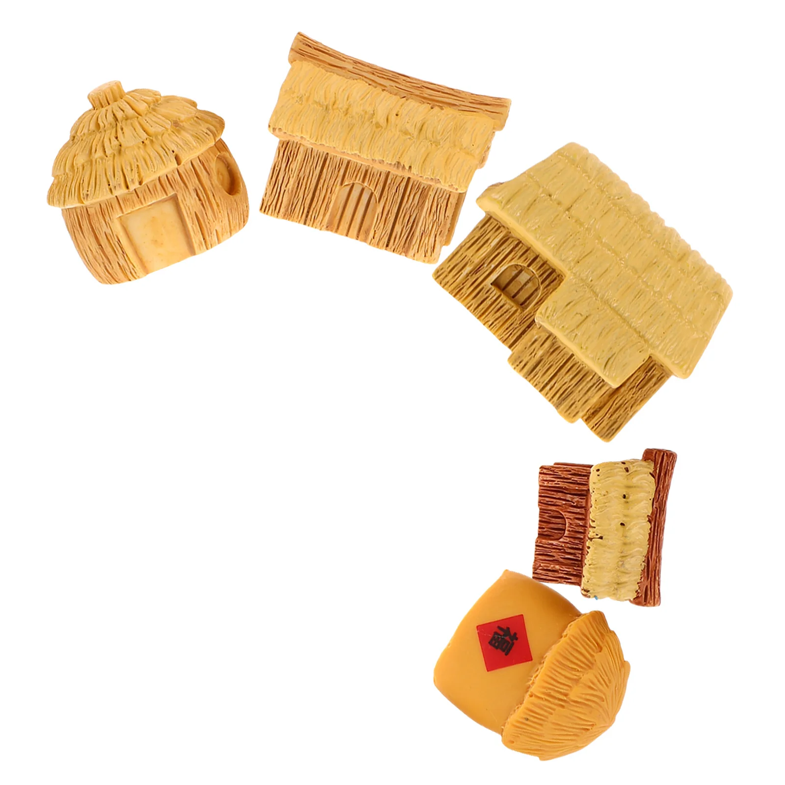 

5pcs Micro Landscape Ornament Resin Mini House Decor Unique Farm Theme Wear Resistant Creative Children Parent Child