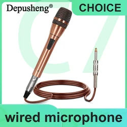 Universal Wired Uni-Directional Handheld Dynamic Microphone Noise Isolation Gold For Outdoor Karaoke Meeting Singing