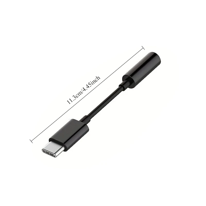 USB-C to 3.5mm audio adapter cable, female to male, Type-C connector, no battery or electronic components - 1 piece（black）