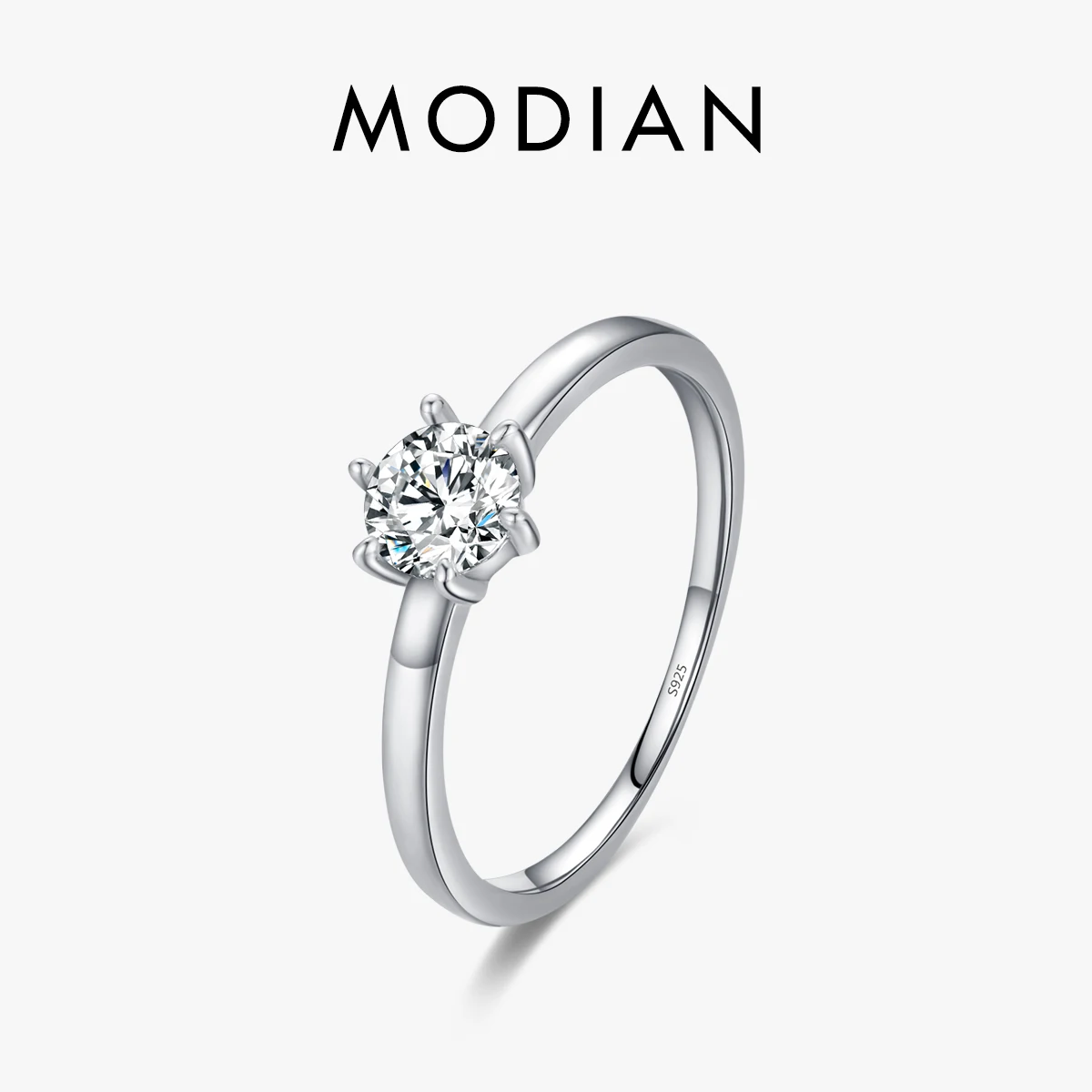 MODIAN Minimalist 925 Sterling Silver Shining Clear Zircon Ring Platinum Plated Wedding Jewelry For Women Valentine's Day Gift