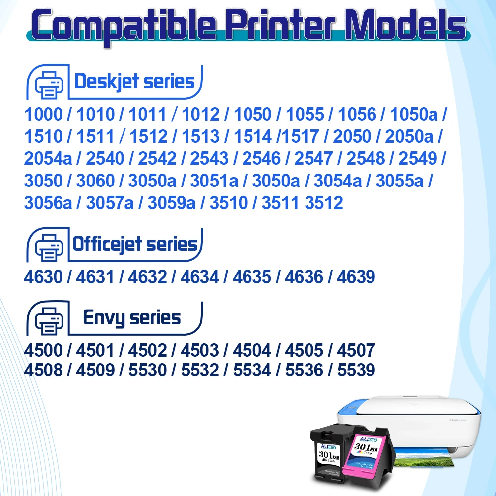 Alizeo 301 XL Tinte Patrone Für HP 301 XL Remanufactured Für HP Deskjet 1510 1511 1512 1513 1514 1517 4635 4636 4639 drucker