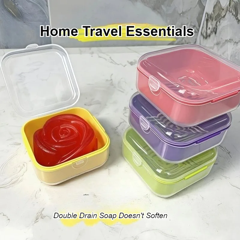 1 PC Double Drainage Soap Box Traveling Portable Sealed Travel Soap Box with Lid with Locking Clasp Handmade Boxes Soap Case