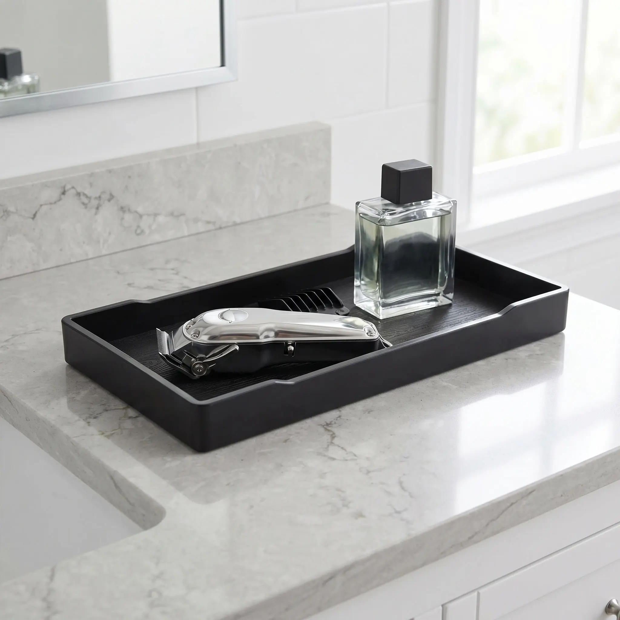 5Pcs Thickened Rectangle Vanity Tray Bathroom Counter Organizer Shatterproof Small Decorative 8x4 Wood Pattern Sink - view 2