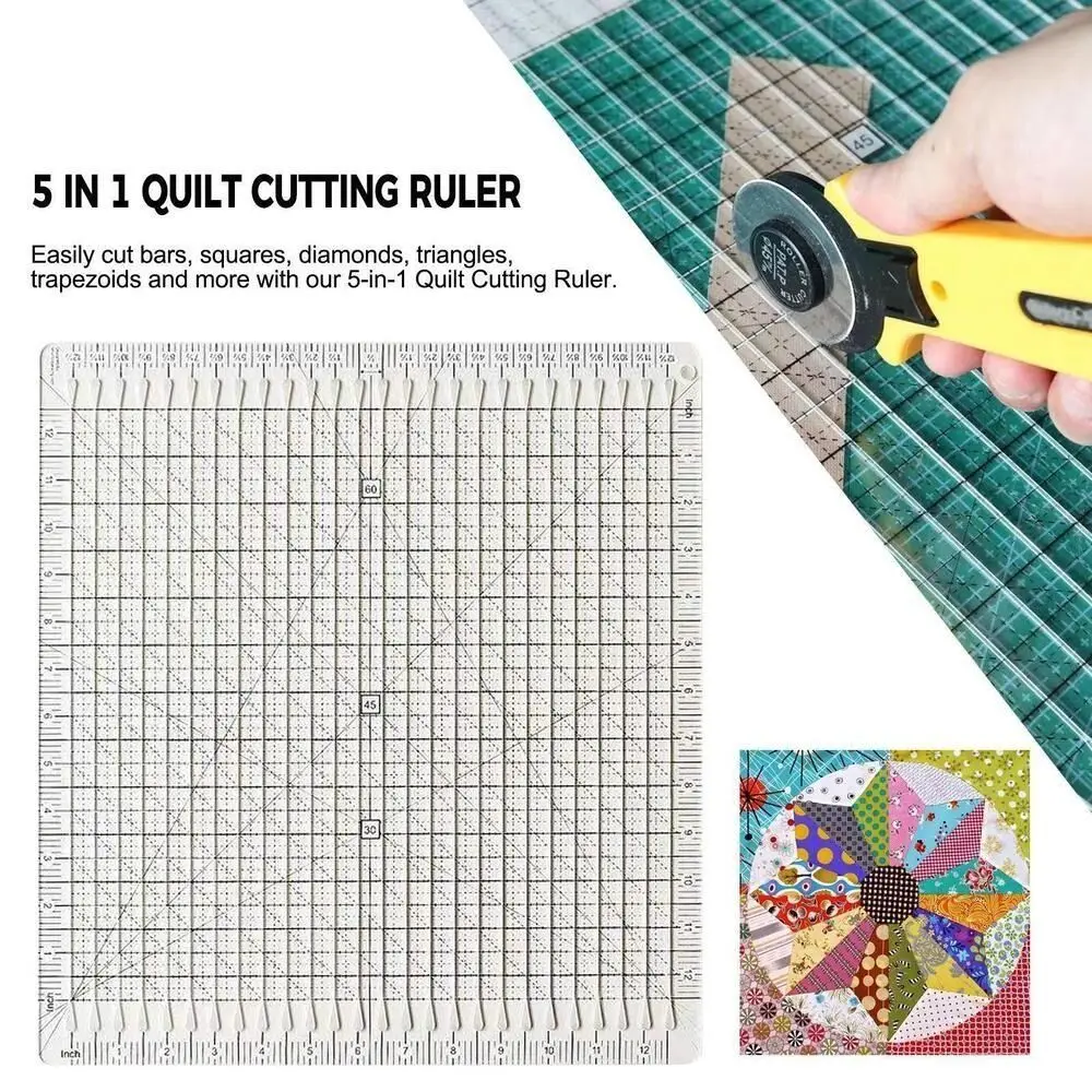 Sewing Supplies Sewing Ruler Template DIY Craft Acrylic Fabric Cutter Stencil Patchwork 6/12 inch T-shirts Ruler