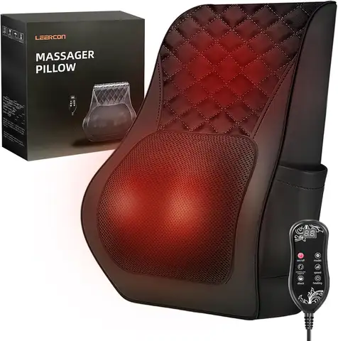 Leercon Neck Massager with Heat, 3D Kneading Massage Pillow for Neck and Back, Shoulder, for Stress Relax at Woman Man Home Office
