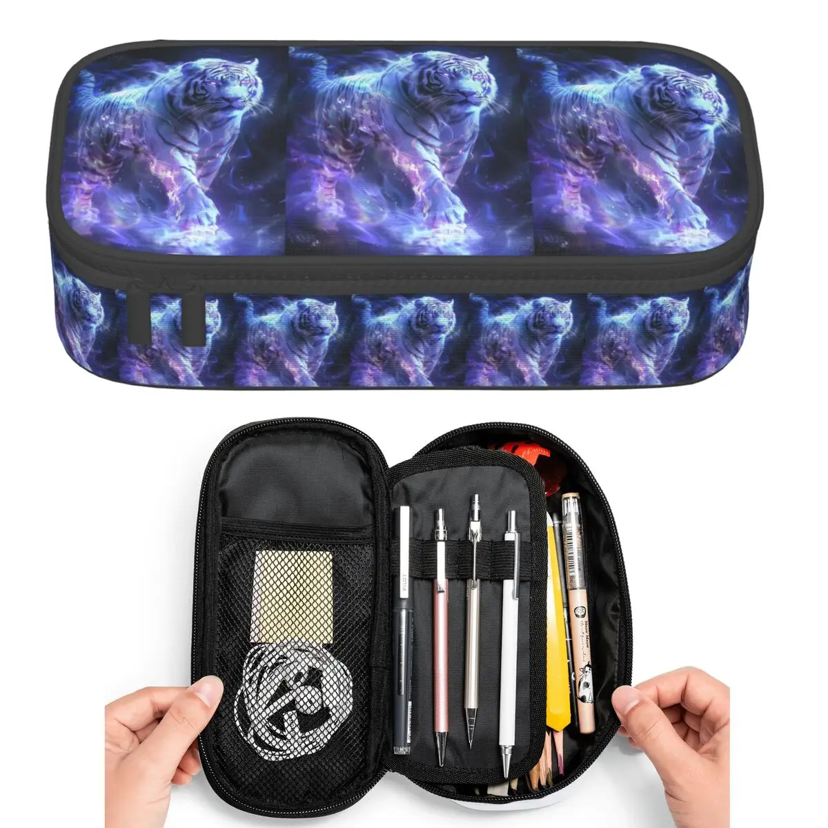 

Regal Tiger And Lightning Print Pencil Cases for Student Pen Box Pencil Bag Big Capacity Pencil Pouch Pen Holder