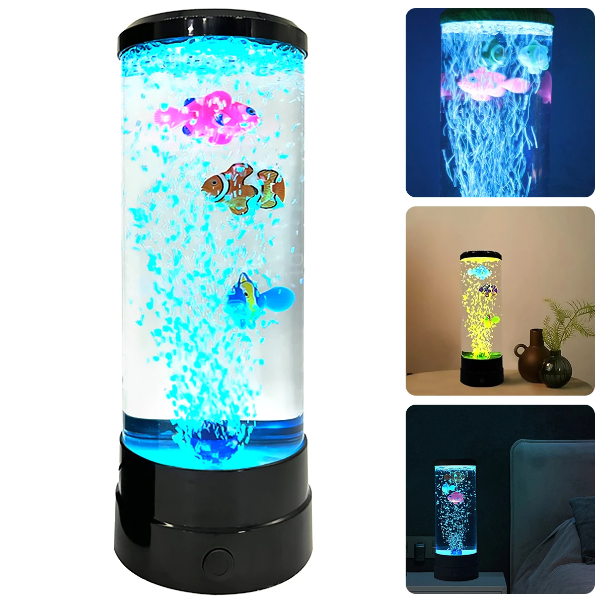 LED Fish Lamp Kit Multi-Color Changing Aquarium Tank Night Light Decorative Simulated Fish Bubble Table Lamp Desk Decoration