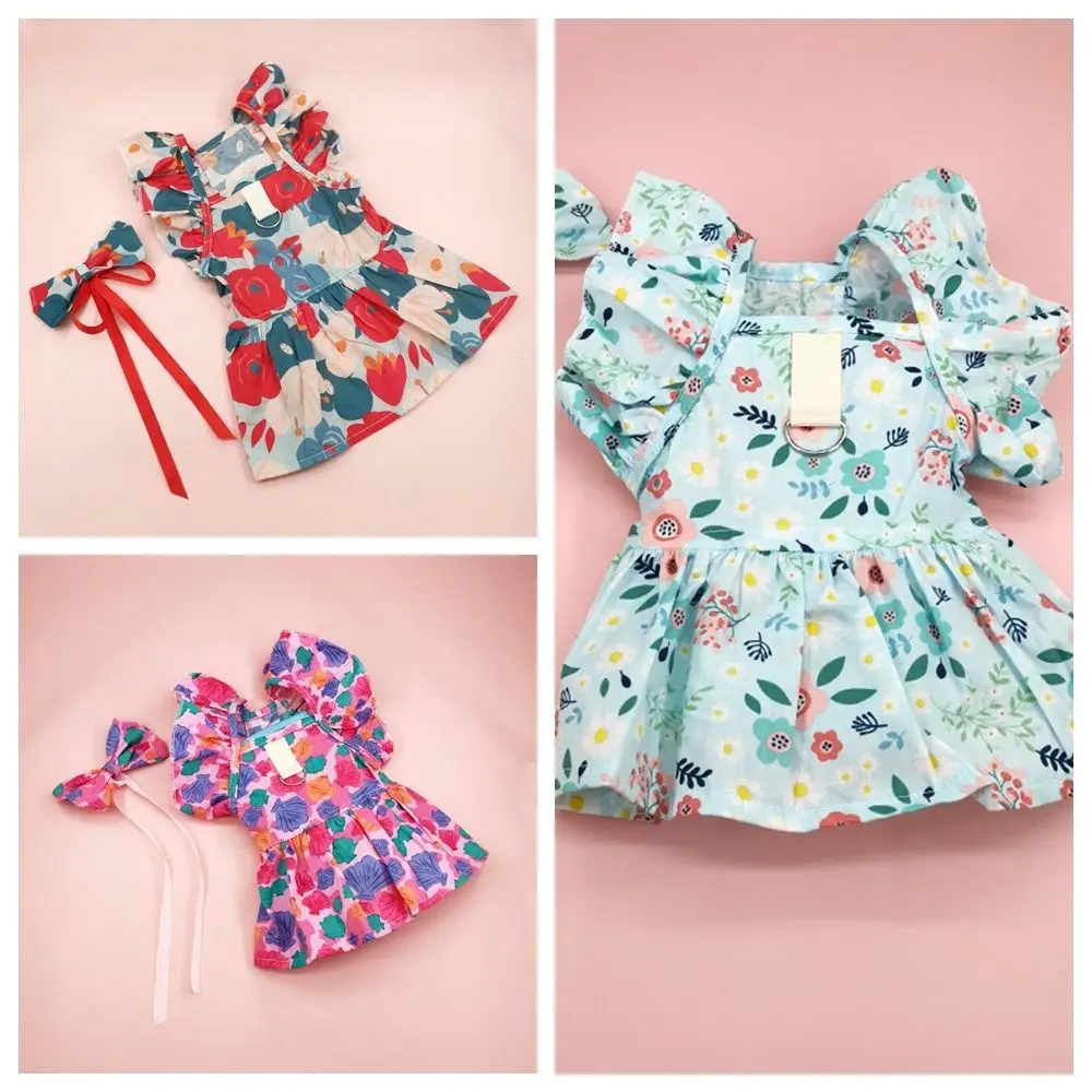 Comfortable Cotton Cat Ruffle Dress Sleeveless Comfortable Pet Dress Spring Summer Breathable Dog Costume Skirt Small Dogs