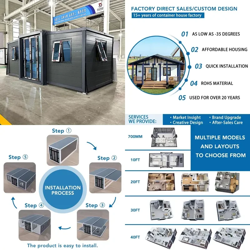 2026 Modular 10ft Expandable 1 Bedroom Prefab Folding Container House Comfort Living Villa Design Made From High Quality