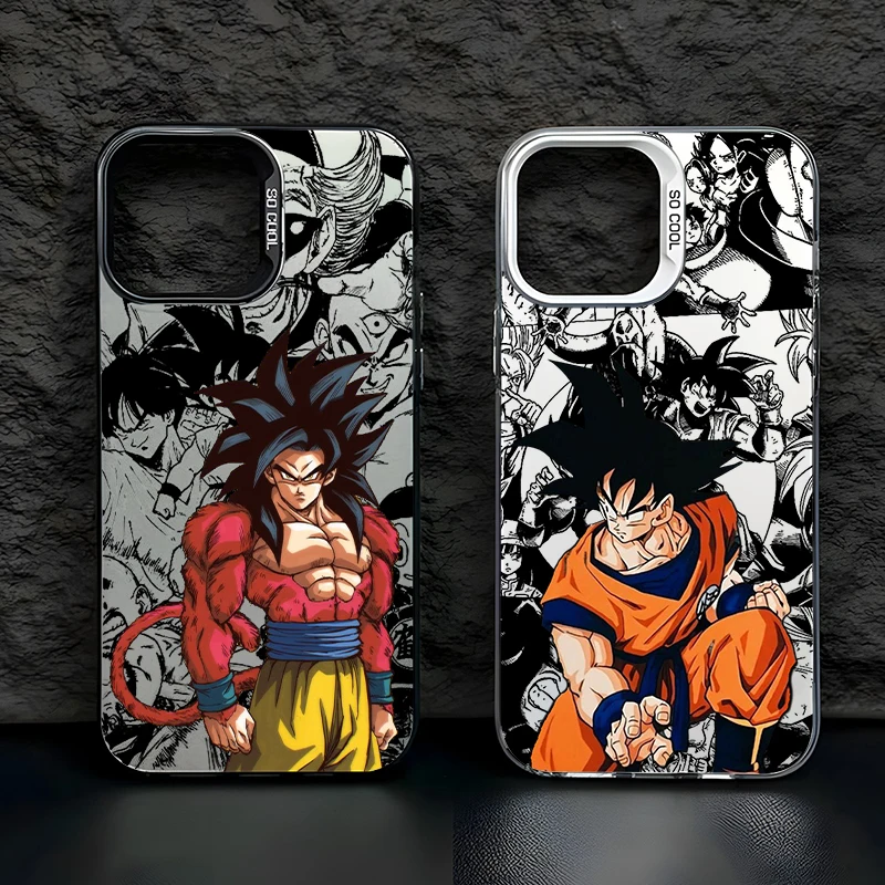 Comic D-Dragon Ball Son Goku For Apple iPhone 15 14 13 12 11 XS XR X Pro Max Plus Colorful Silver Back Phone Case