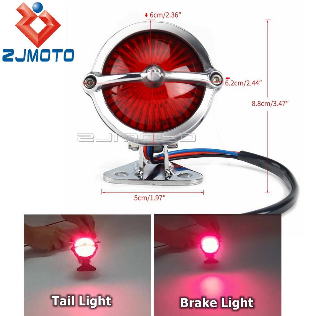Motorcycle Retro LED Tail Light For Harley Honda Yamaha Suzuki Cafe Racer Chopper Custom Mini Brake Stop Rear Light Taillight