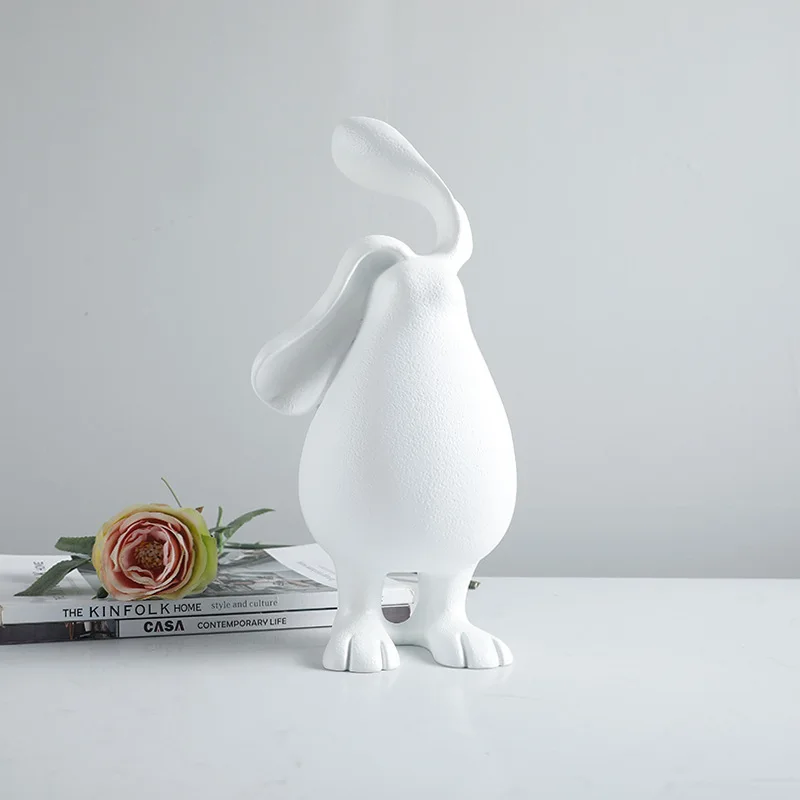 

HT creative long-eared rabbit resin figurine - model room living room entryway tv cabinet decorative ornament