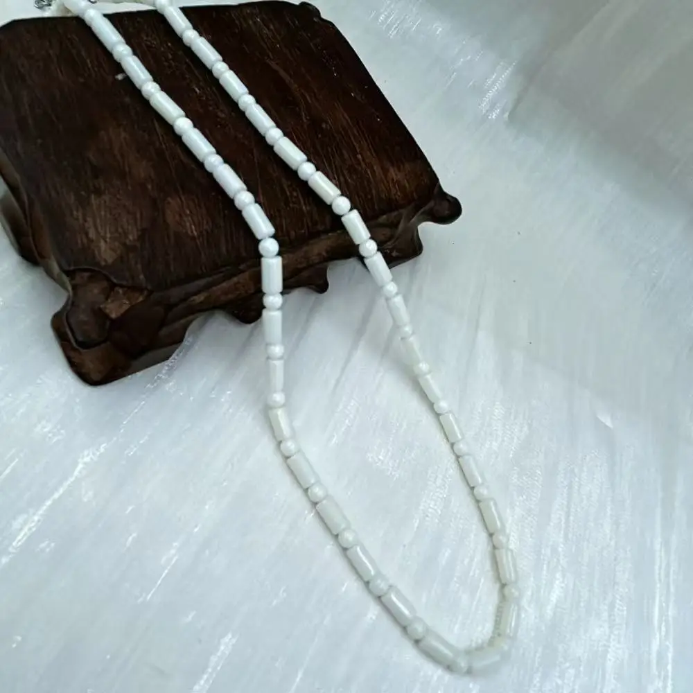 

4x7mm Nice White Women Jewelry Genuine Natural Sea Bamboo Column Coral Elegant Chokers Necklace 17-20inch
